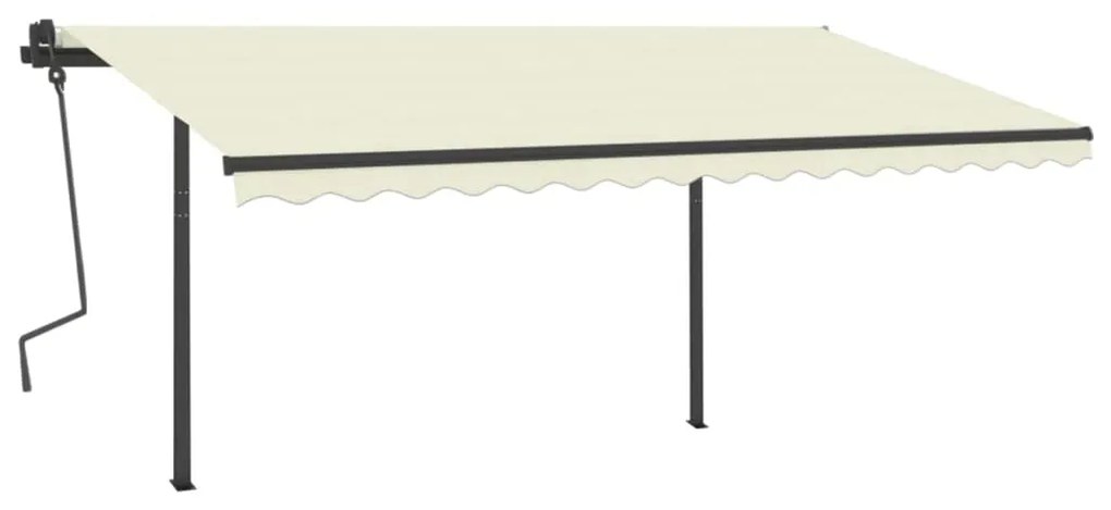 Tenda da Sole Retrattile Manuale con Pali 4x3,5 m Crema