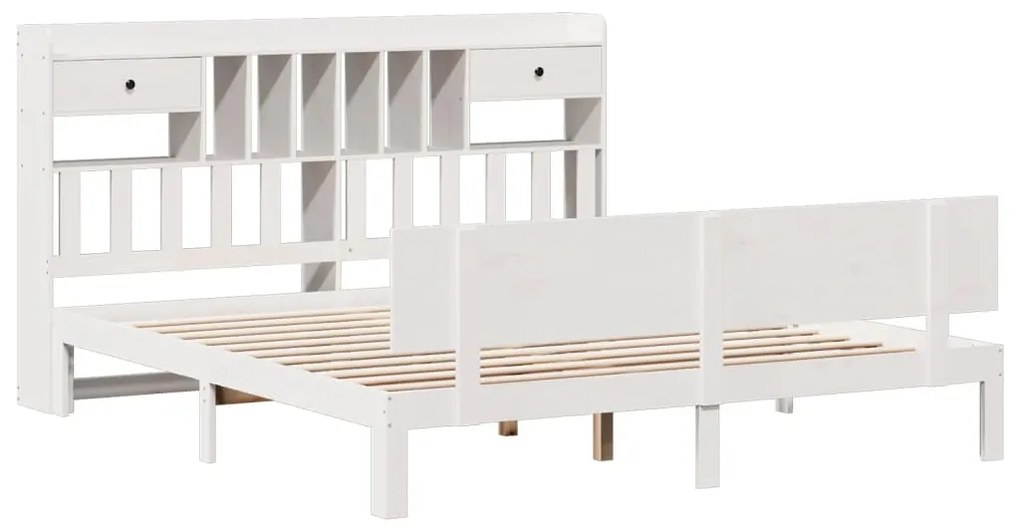 Letto libreria senza materasso bianco 200x200 cm legno di pino