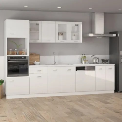 Armadio per Microonde Bianco Lucido 60x57x207 cm in Truciolato