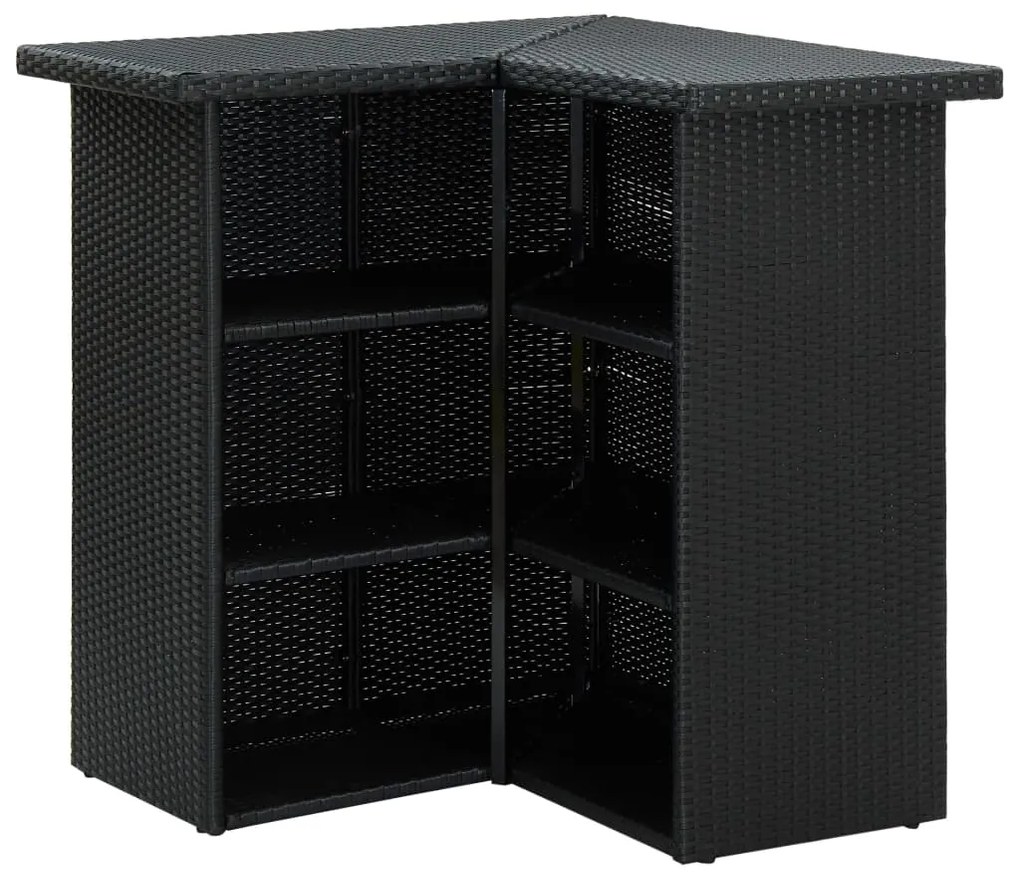Tavolo da bar ad angolo nero 100x50x105 cm in polyrattan