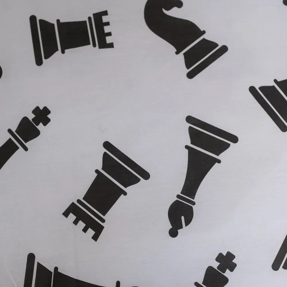 Set copripiumino e federa da bambini bianco e nero in cotone per letto singolo 140x200 cm Chess – Jerry Fabrics