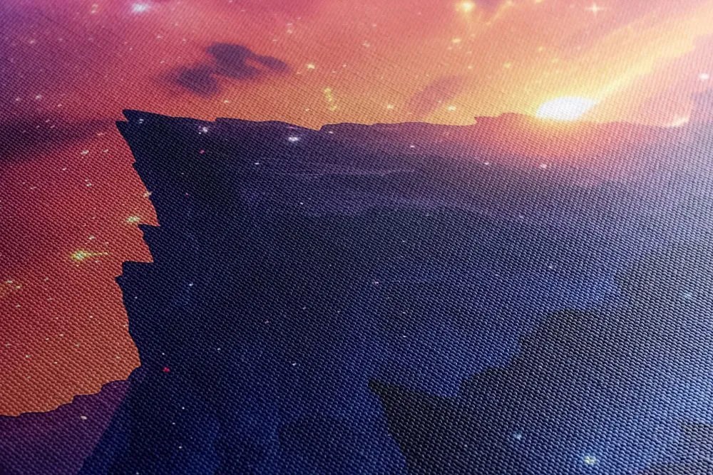 Quadro su tela – Tramonto con cielo notturno