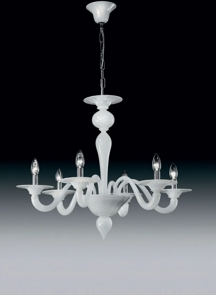 Esclusivo Lampadario Vetro Murano Rezzonico Con 6 Luci - Made Murano Glass