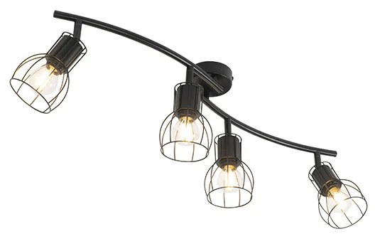 Faretto da soffitto moderno nero 86 cm 4 luci - Botu