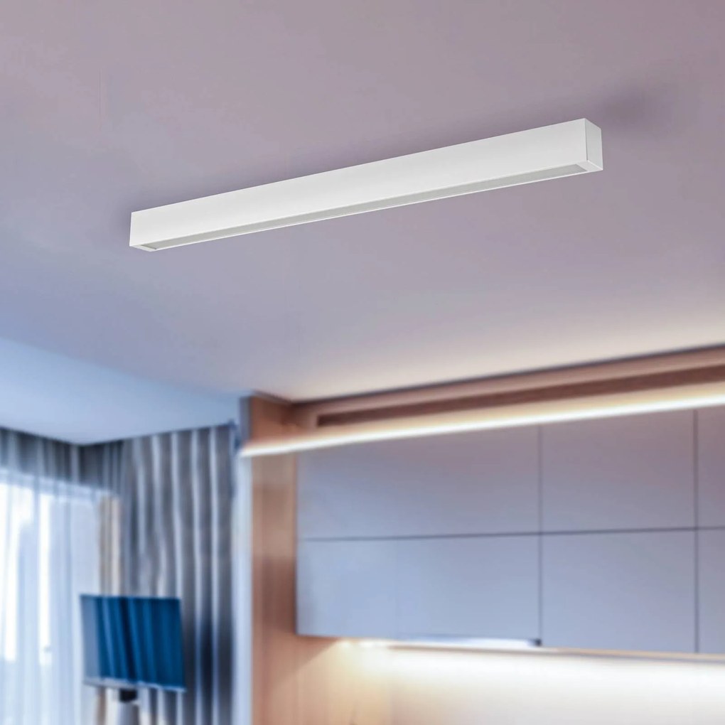 Nowodvorski Lighting Plafoniera Straight, bianca, 92 cm, metallo, plastica