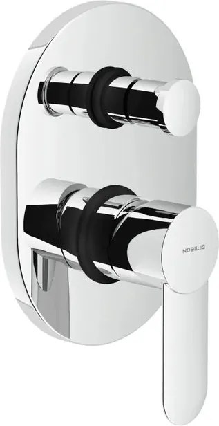 Rubinetto per vasca e doccia getto laminare cristallino ad incasso monocomando ABX cromo lucido NOBILI