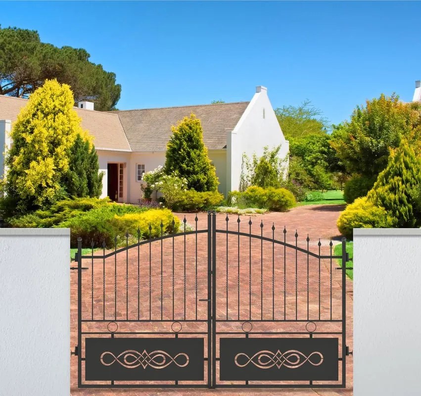 Cancello manuale battente Lavaredo in ferro, apertura centrale, L 308.5, H 165-195 cm, di colore nero