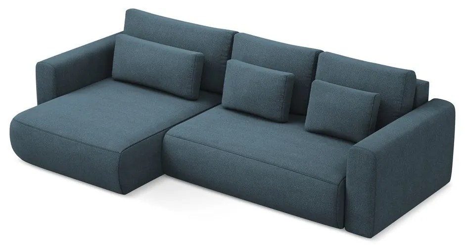 Divano angolare blu allungabile/con contenitore (con penisola a sinistra/con chaise lounge) Kapua – Makamii