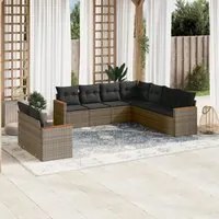 Set Divano da Giardino 9 pz con Cuscini Grigio in Polyrattancod mxl 114277