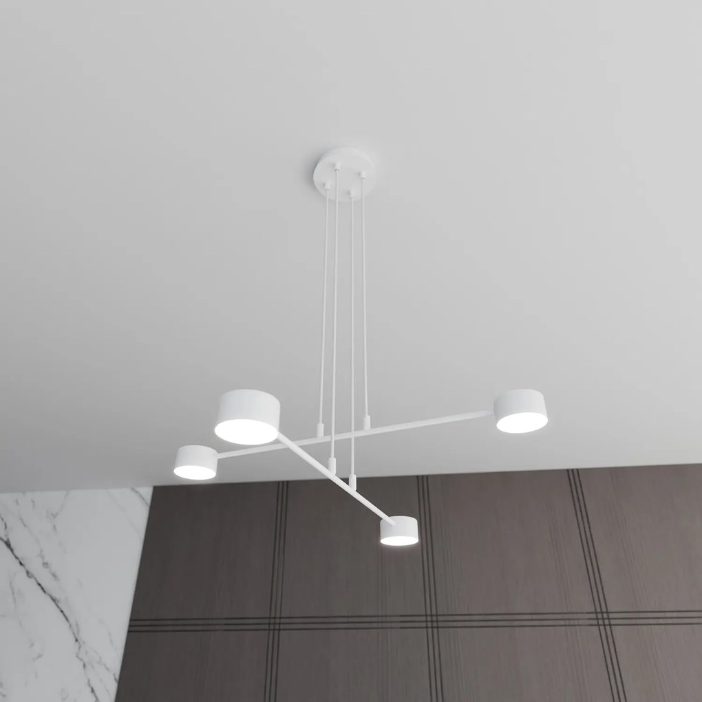 Sospensione Moderna Tefnut 4 Luci In Acciaio Bianco