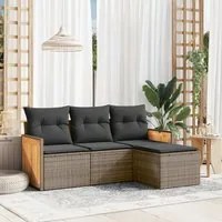 Set Divani da Giardino 4 pz con Cuscini in Polyrattan Grigio 3259988