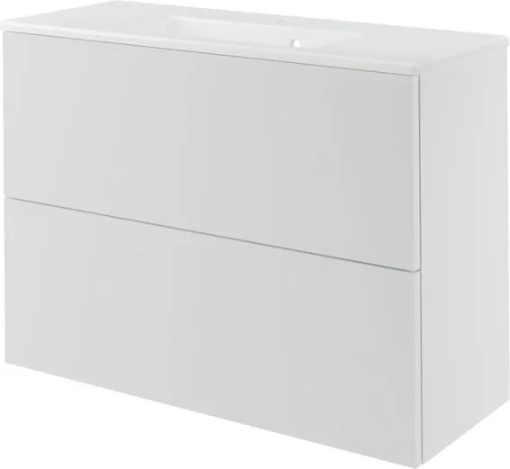 Mobile da bagno sospeso sotto lavabo L 70 x H 50 x P 50 cm bianco, 2 cassetti Neo, Maniglie acquistabili separatamente