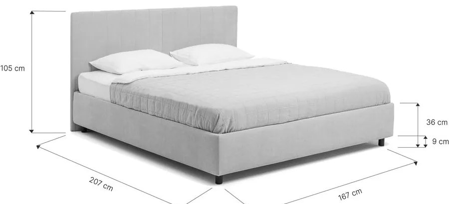 Letto matrimoniale imbottito beige con contenitore con rete inclusa 160x200 cm Myra Slim Line – Bonami Selection