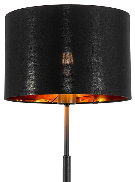 Lampada da terra moderna nera con oro rotondo - VT