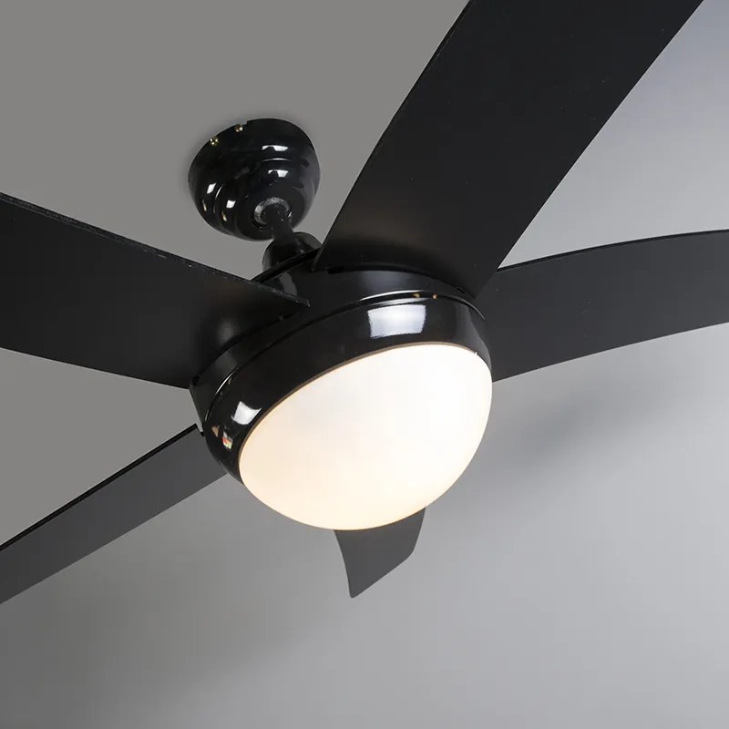 Ventilatore da soffitto nero con stampa legno 132 cm con telecomando - Cool