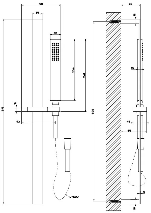 Asta saliscendi doccia con doccetta anticalcare e flessibile 150 cm Cromo Rettangolo 20145 Gessi