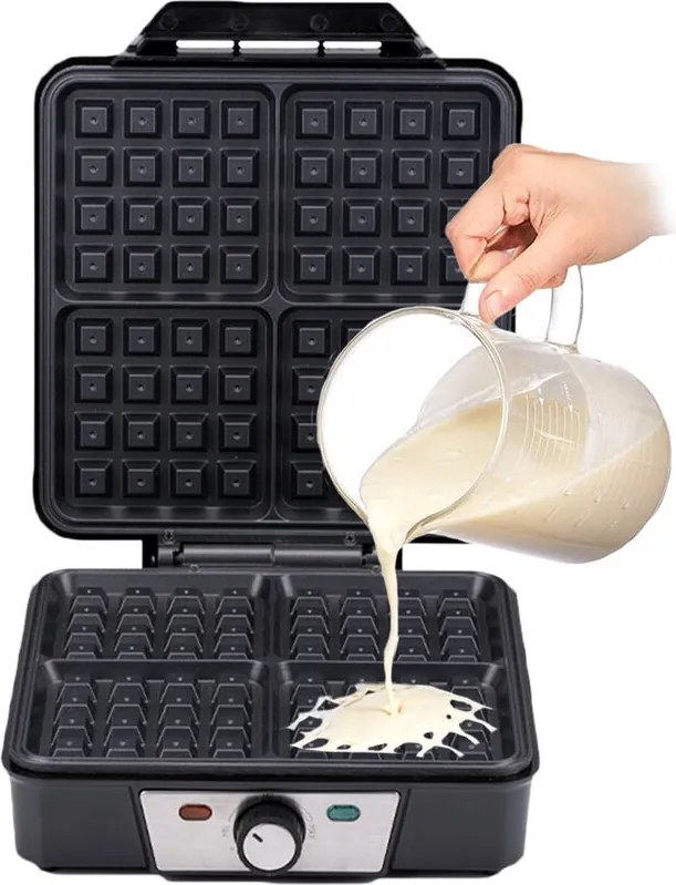 Piastra per Waffle Cialde Manici Termici Rivestimento Antiaderente Potenza 1200W