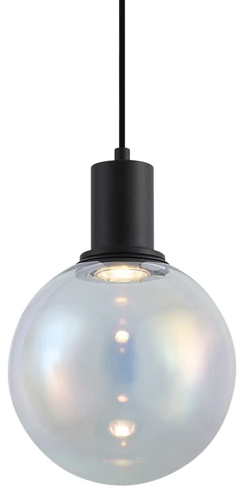 Lampada a sospensione di design nera con vetro trasparente 20cm - Mallon