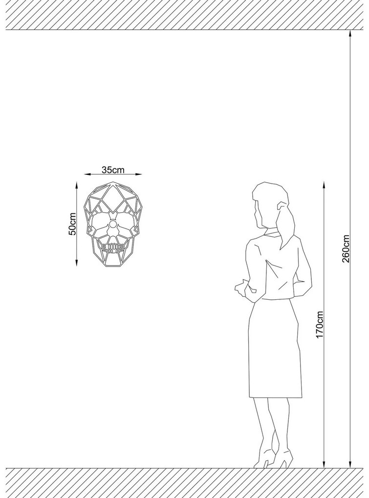 Opviq Applique W-050, design teschio nero, taglio laser