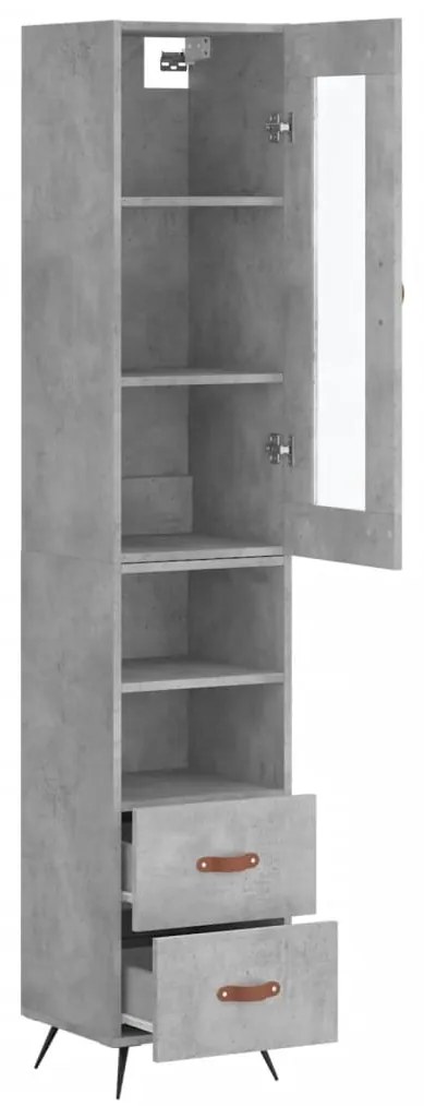 Credenza grigio cemento 34,5x34x180 cm in legno multistrato