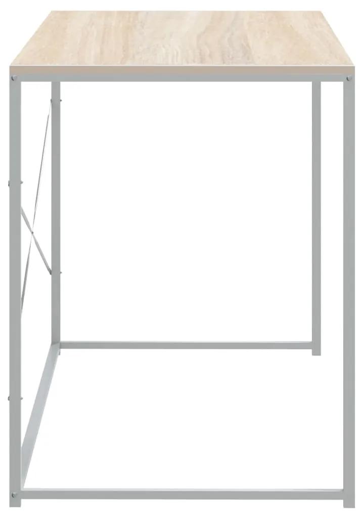 Scrivania per computer bianco e rovere 110x60x70 cm truciolato