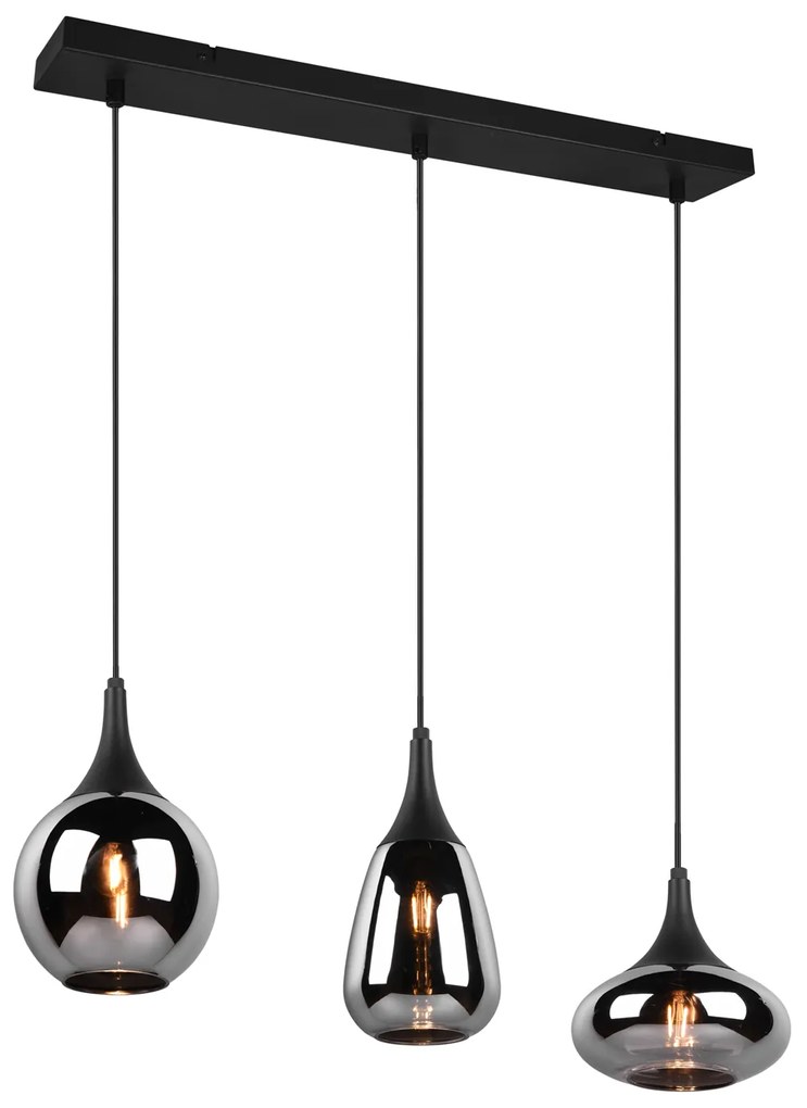 Lampadario nero opaco Lumina 3 luci Trio