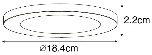 Set di 6 faretti da incasso o superficie bianchi 18 cm incl. LED Dimmerabile a 3 livelli per luce calda - Trans