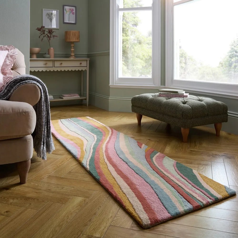 Passatoia in lana tessuta a mano 60x230 cm Abstract Flow - Flair Rugs