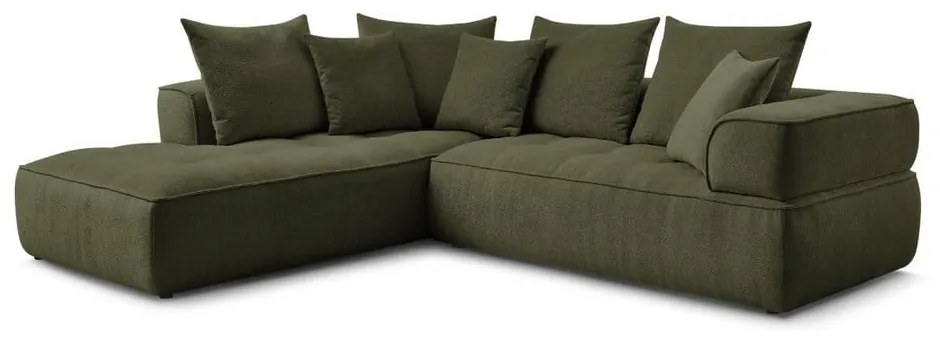 Divano angolare verde (penisola a sinistra/a L) con rivestimento in ciniglia Whesley – Bobochic Paris