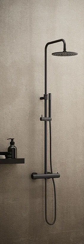 Paffoni Mini Birillo Zcol638liqno Colonna Doccia Con Miscelatore Soffione Tondo 22 Cm Flessibile 150 Cm Pvc Nero Opaco