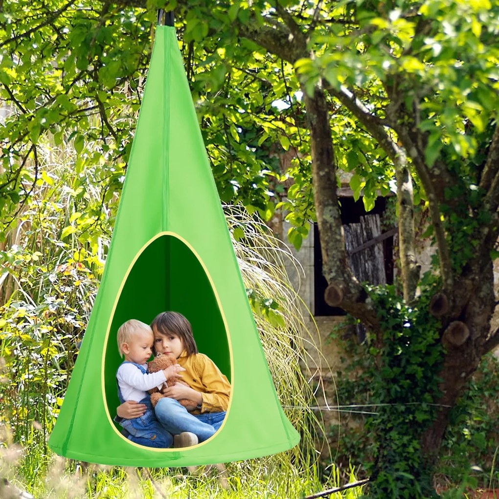 Costway Altalena amaca per bambini, Sedia amaca resistente agli strappi con 2 modalità di montaggio, Verde