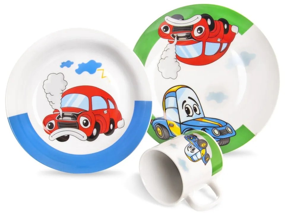 Set da pranzo per bambini in porcellana 3 pezzi Cars - Orion