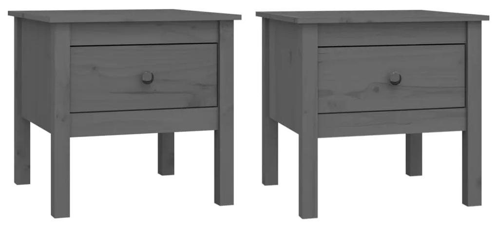 Tavolini 2 pz grigi 50x50x49 cm legno massello di pino