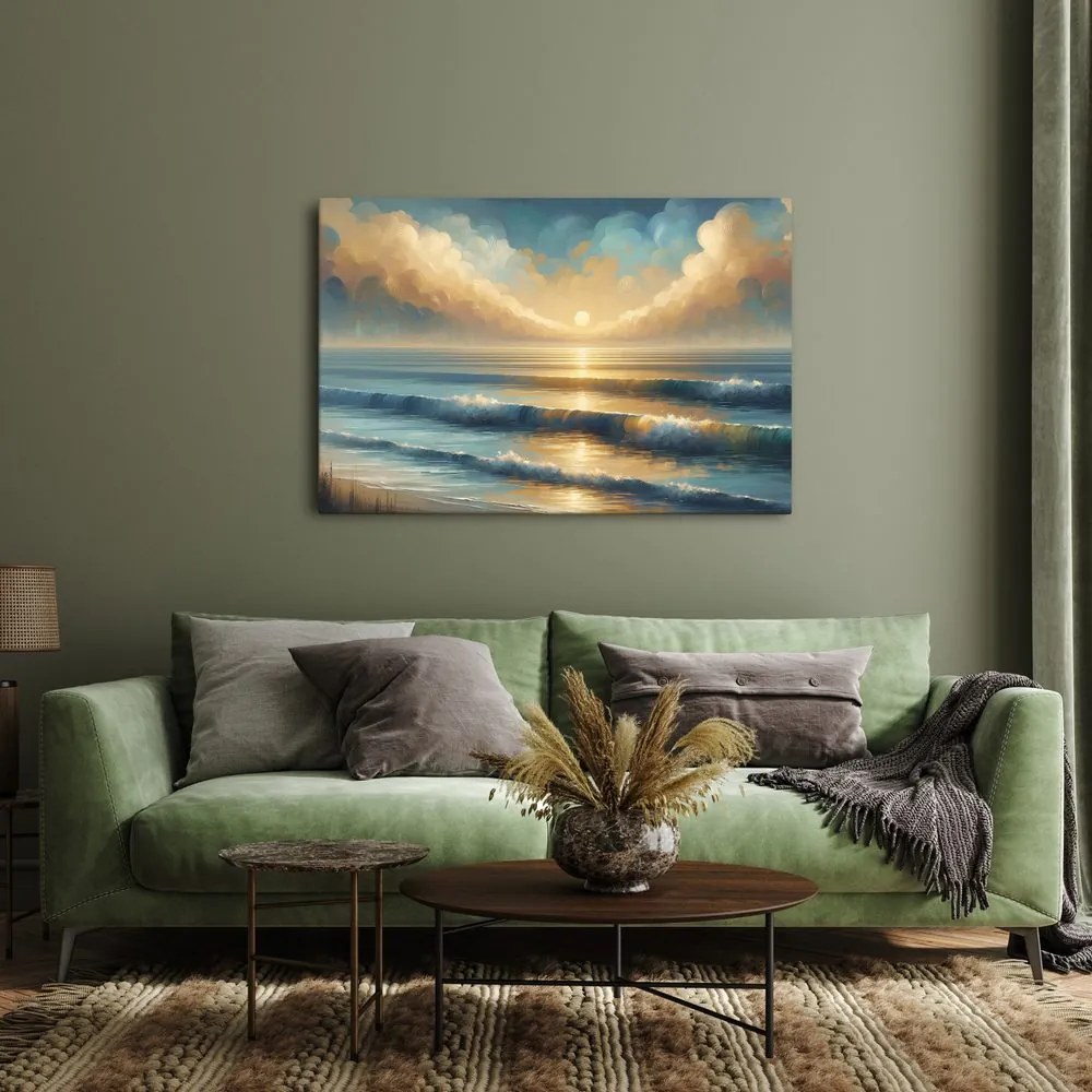 Quadro su tela – Alba dorata sul mare