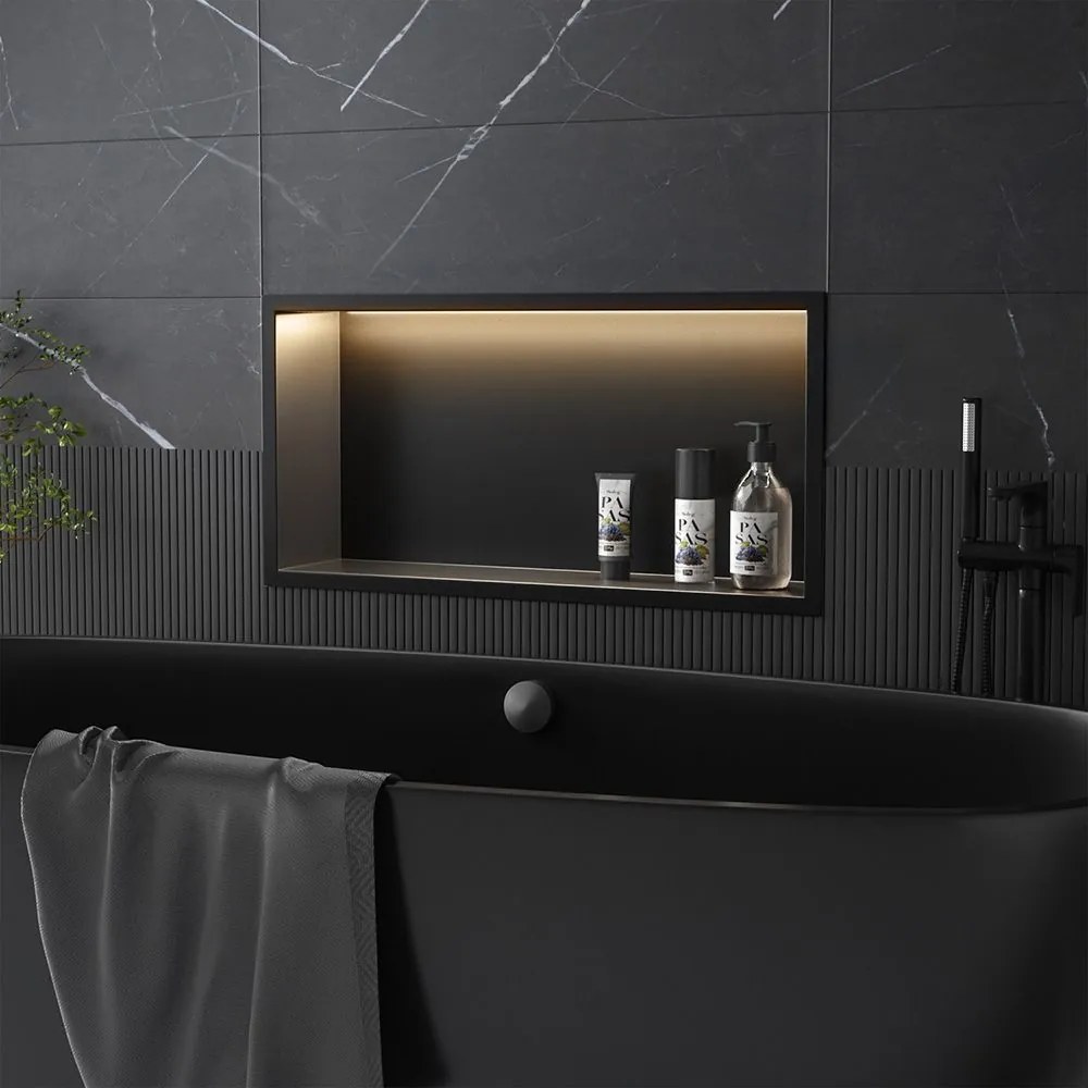 MENSOLA BAGNO LED 30x60 black