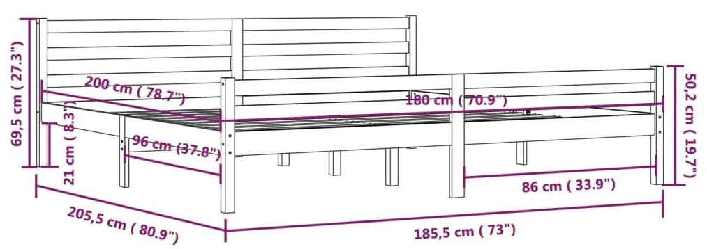 Giroletto Nero in Legno Massello 180x200 cm Super King