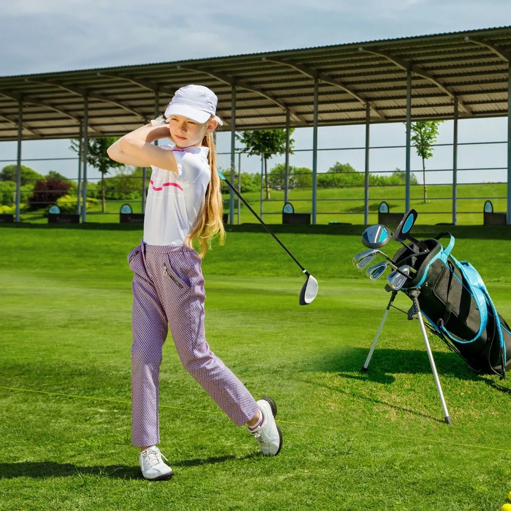 Costway Set mazze da golf completo per bambini 5-13 anni, Set allenamento golf con sacca fodera impermeabile driver 1 3 Colori 3 Dimensioni