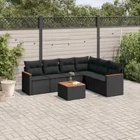 Set Divani da Giardino con Cuscini 7pz Nero Polyrattancod mxl 112324