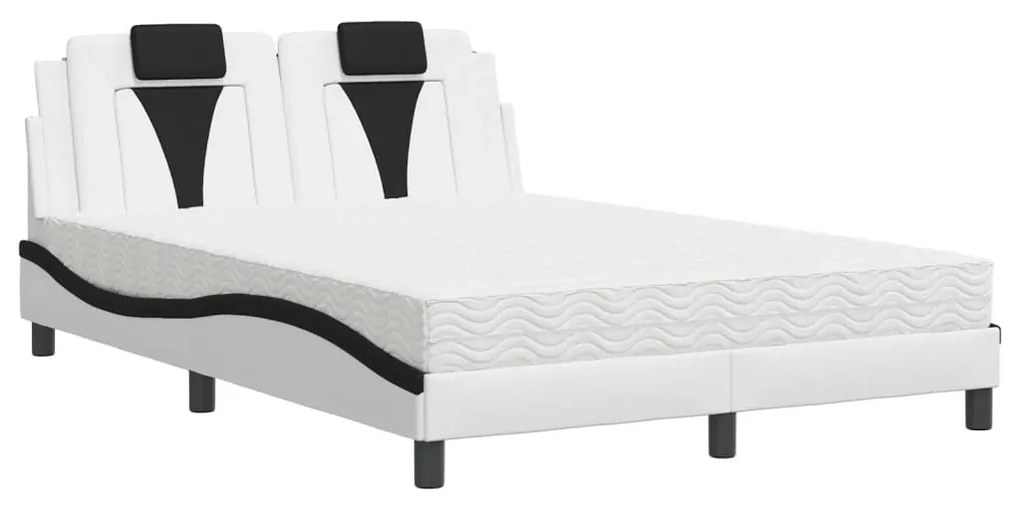 Letto con Materasso Nero e Bianco 120x200 cm in Similpelle