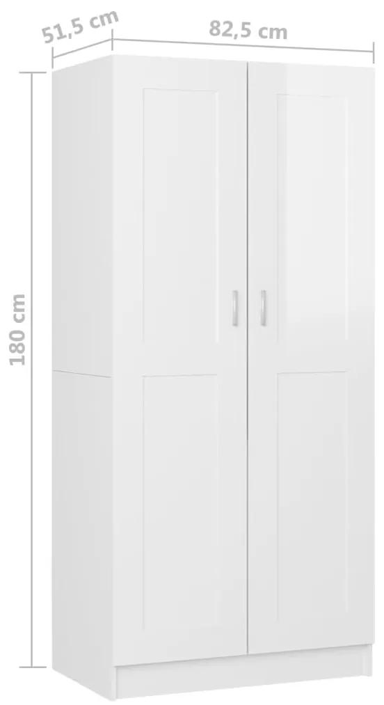Armadio Bianco Lucido 82,5x51,5x180 cm in Legno Multistrato