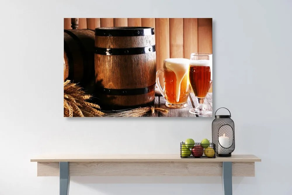 Stampa su tela – Birra con botte di birra