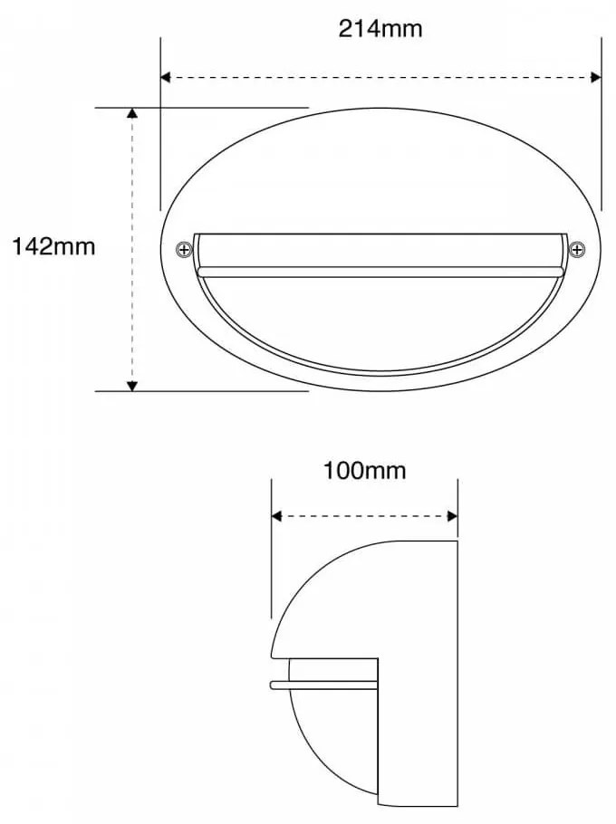 Plafoniera E27 IP54, Nera, 214x142mm mod. Palpebra Colore del corpo Nero