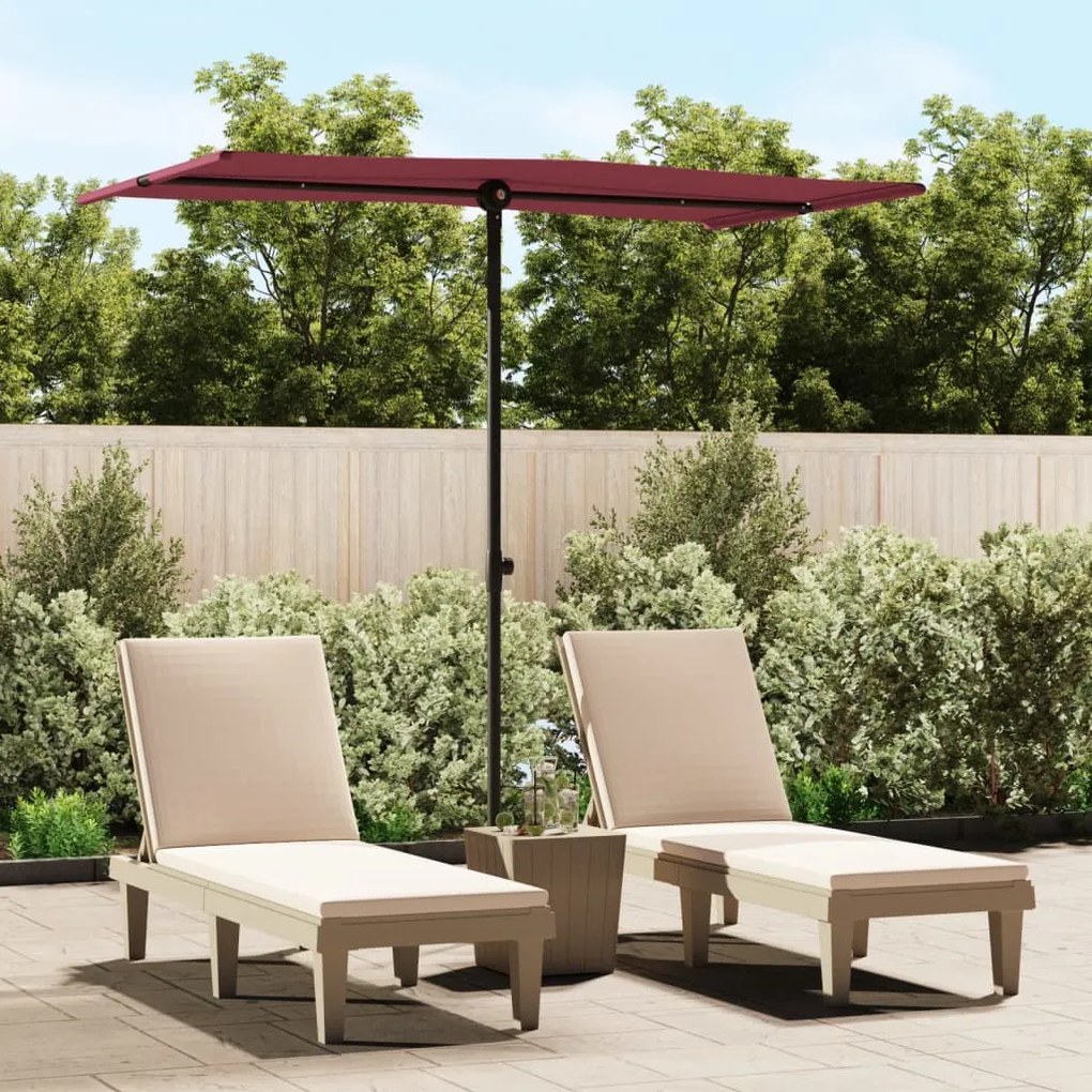 Ombrellone Da Giardino Con Palo İn Alluminio 180x110 Cm Bordò /