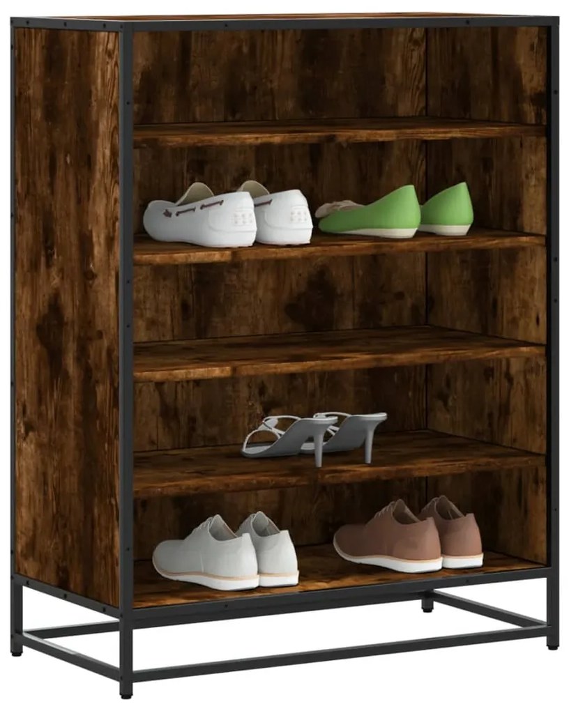 Scarpiera Rovere Fumo 75x38x97,5 Cm Legno Multistrato Metallo /