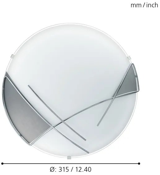 EGLO 89758 - Applique/Plafoniera RAYA 1 x E27/60W argento / bianco