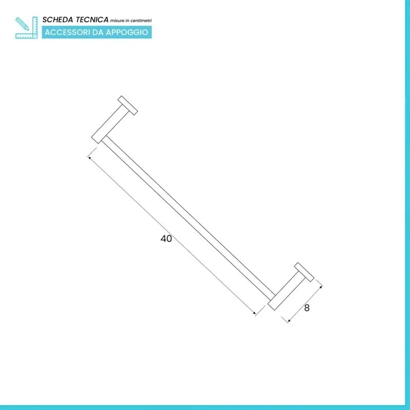 Porta asciugamani a muro 40 cm in acciaio cromato Bora