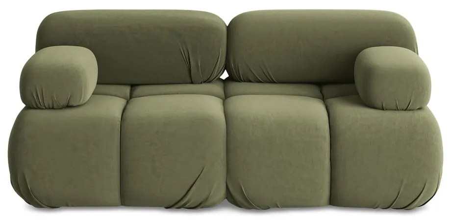 Divano componibile verde chiaro con rivestimento in velluto 190 cm Lokua – Makamii