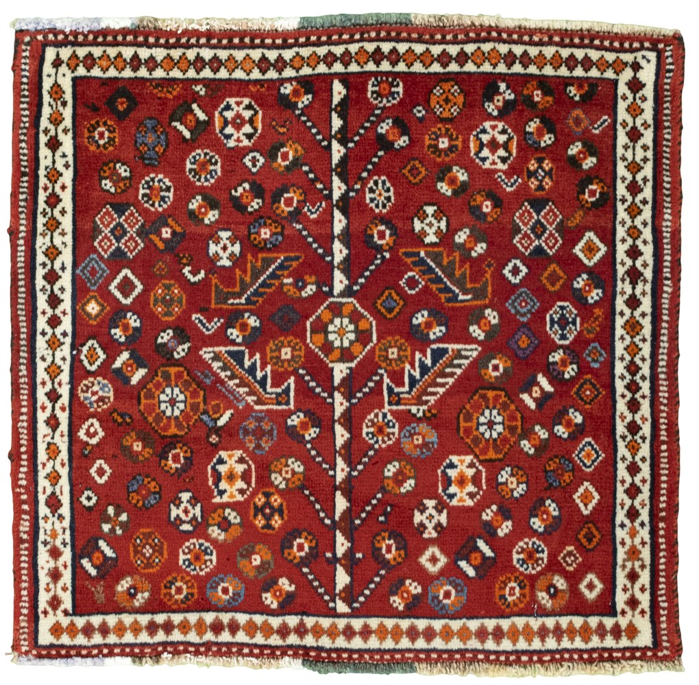 Shiraz Tappeto 60x60 Rosso (Iran) Annodato A Mano
