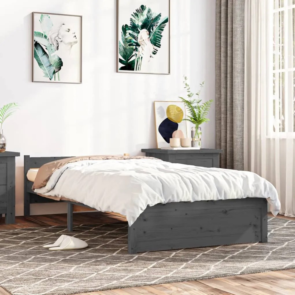 Giroletto İn Legno Massello Grigio 75x190 Cm Small Single /