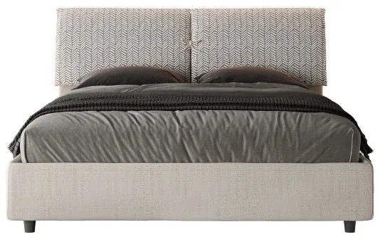 Letto contenitore imbottito 160x190 tessuto Aragona 1 bianco Mados